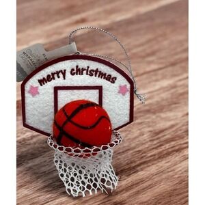 Basketball Christmas Ornament Felt Hoop Sports Holiday Tree Decor Gift Vtg